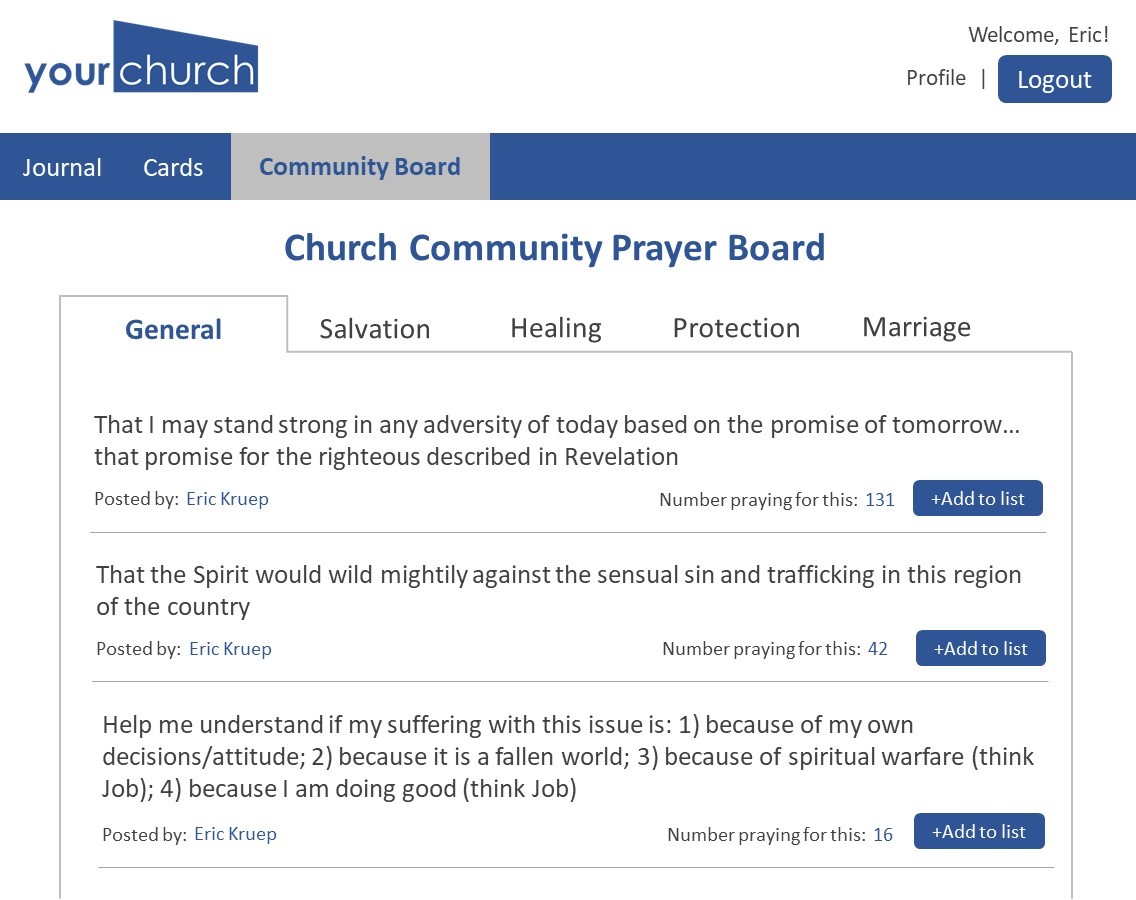 Your Church Community Prayer Screen Shot - How to Grow Your Church Effortlessly with Technology